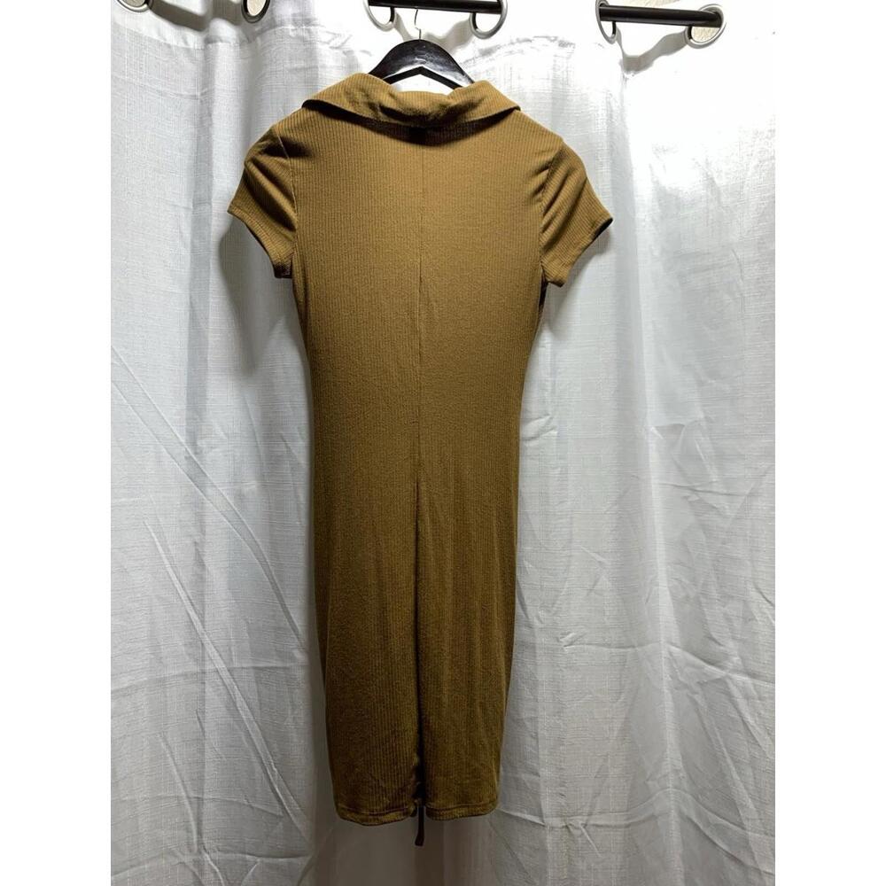 Forever 21 ruched, collared, short-sleeve mini dress. Brown Size Small - Picture 5 of 5